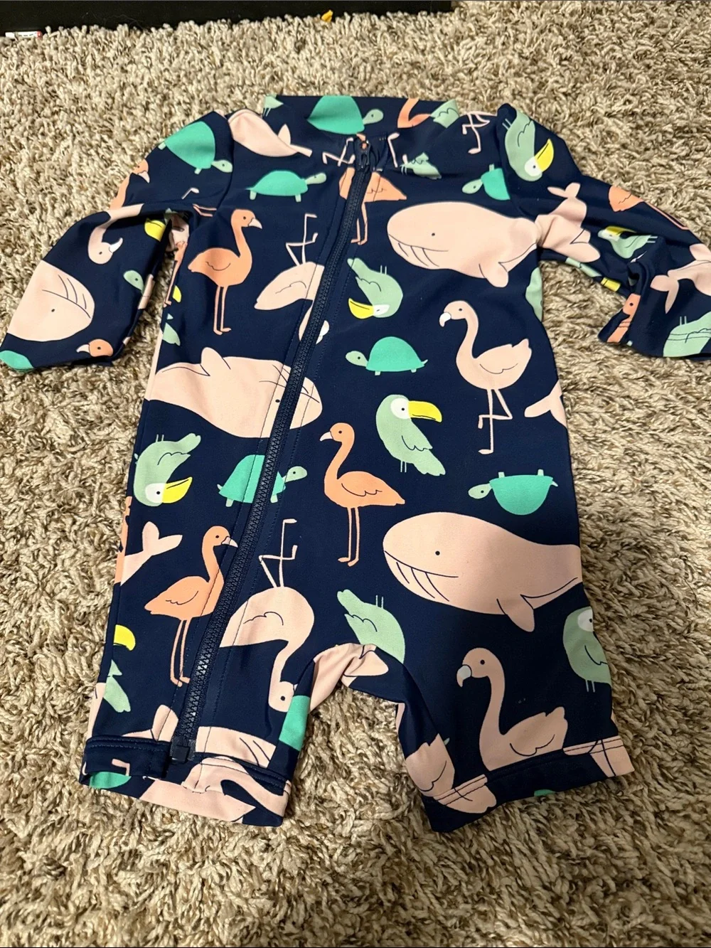 Carter's Navy Swimsuit with Pink & Mint Animal Prints